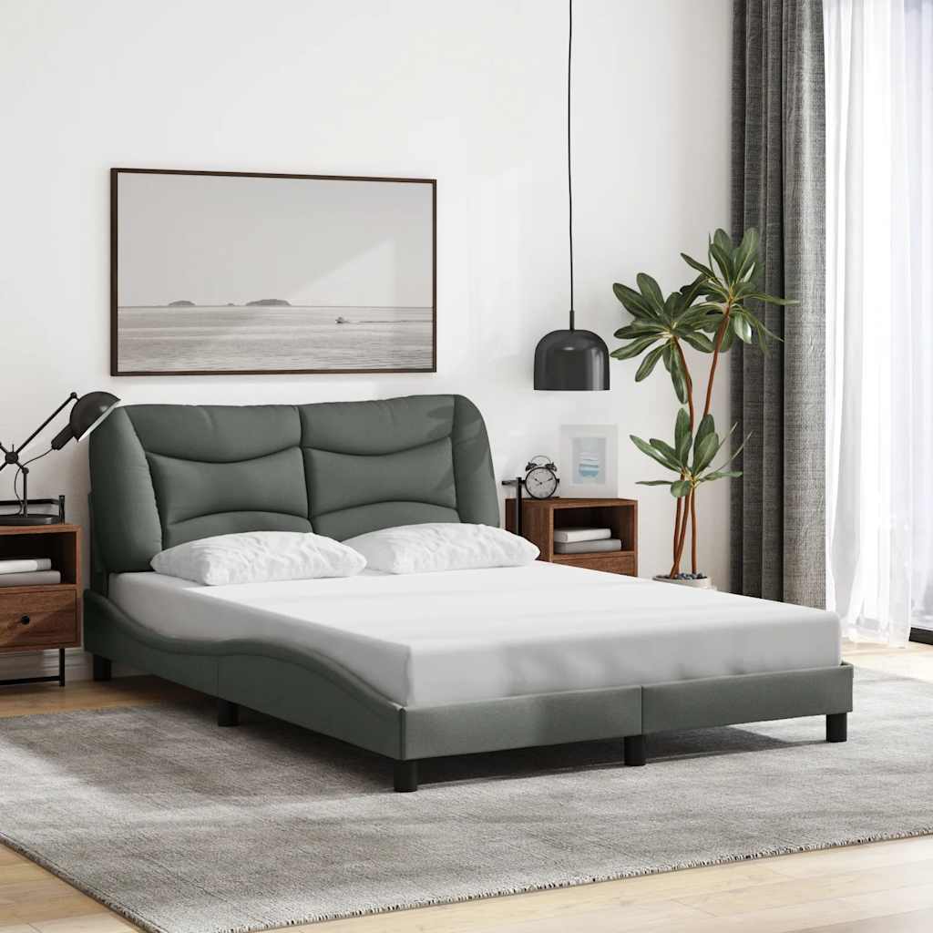 Cadre de lit sans matelas Hvar gris foncé 120x200 cm tissu