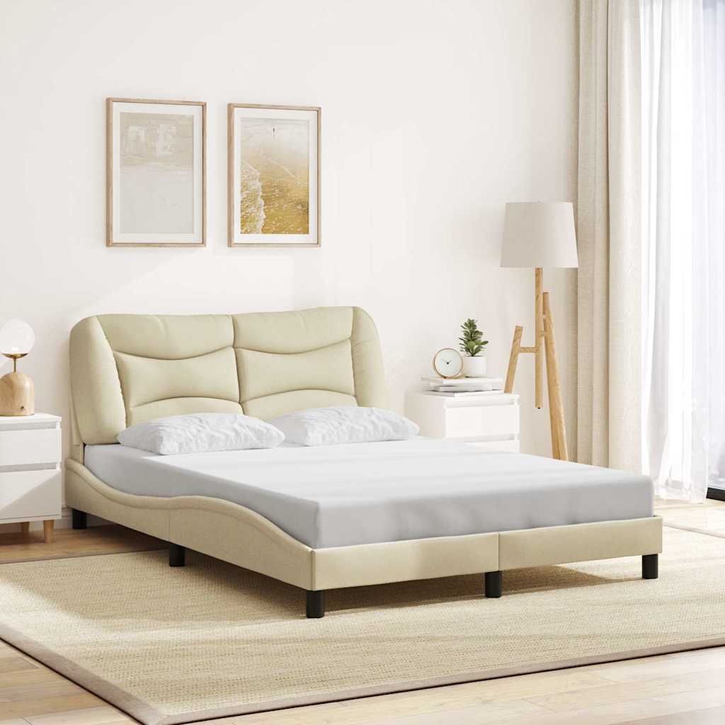 Cadre de lit sans matelas Hvar crème 120x200 cm tissu