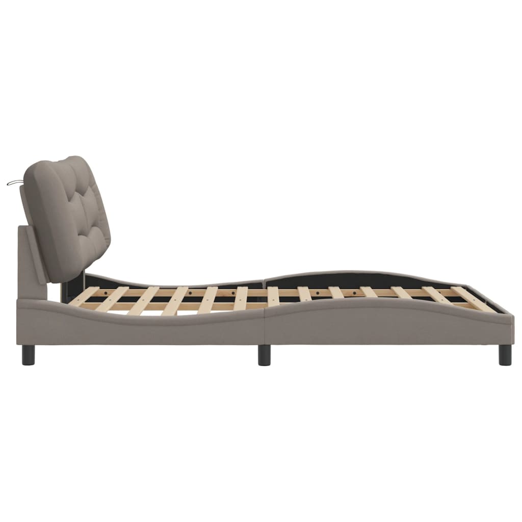 Cadre de lit sans matelas taupe 140x190 cm tissu - XIOS