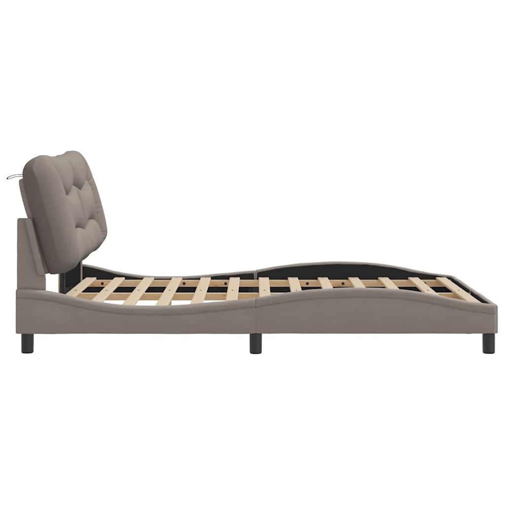 Cadre de lit sans matelas Hvar taupe 140x190 cm tissu