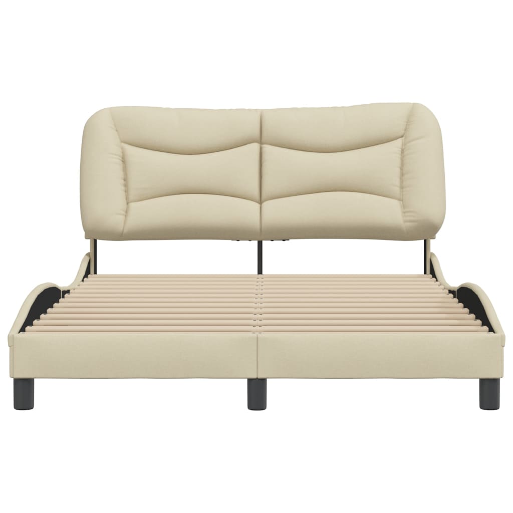 Cadre de lit sans matelas crème 140x190 cm tissu - XIOS