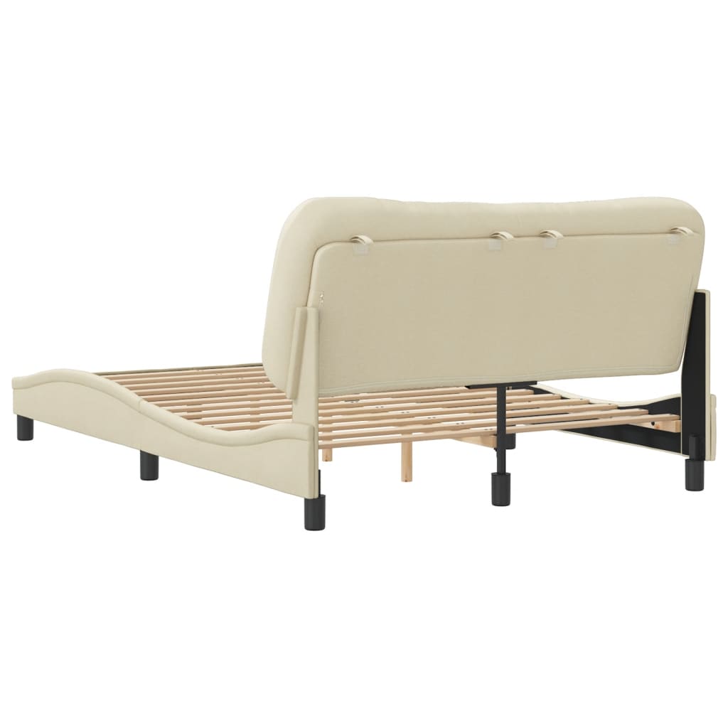 Cadre de lit sans matelas crème 140x190 cm tissu - XIOS