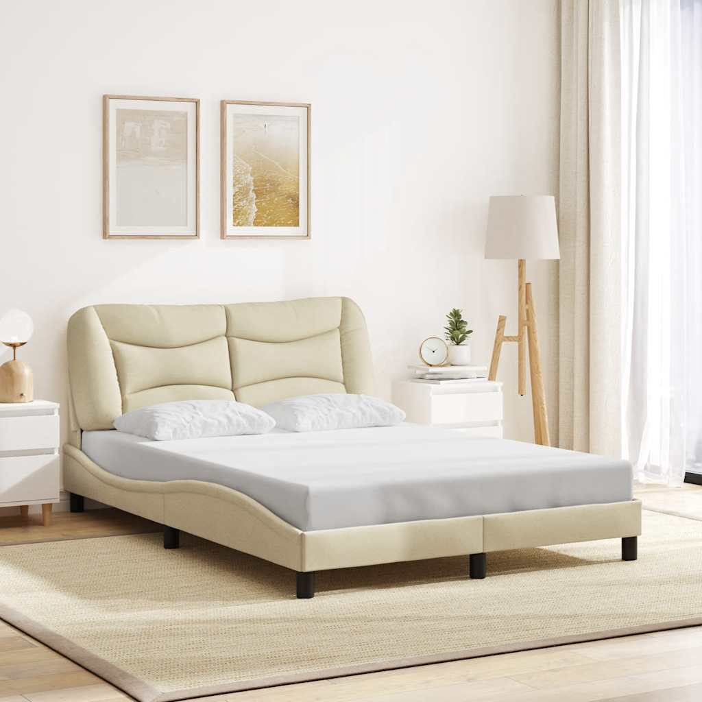 Cadre de lit sans matelas Hvar crème 140x190 cm tissu