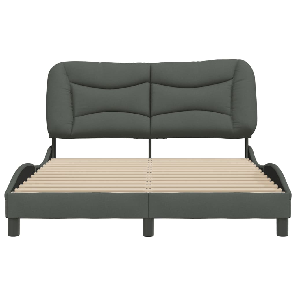 Cadre de lit sans matelas gris foncé 140x200 cm tissu - XIOS