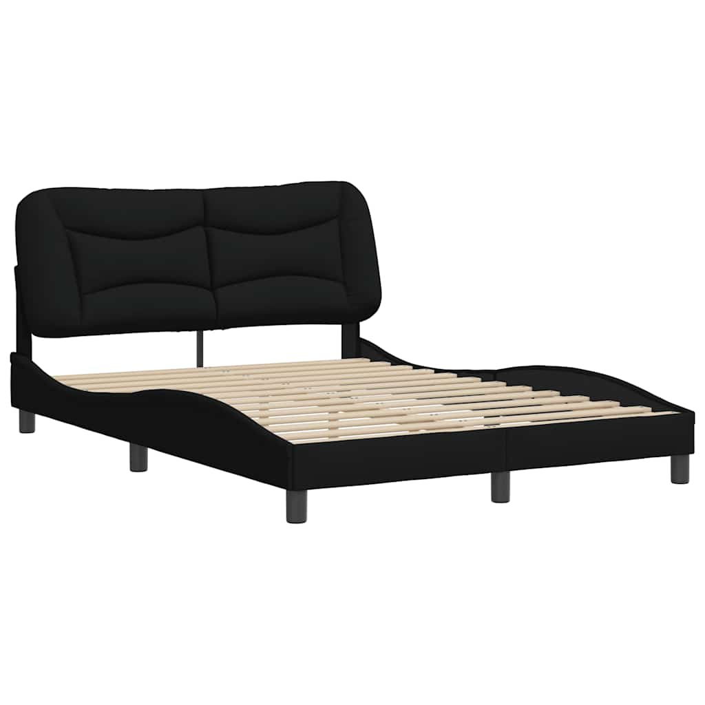 Cadre de lit sans matelas Hvar noir 140x200 cm tissu