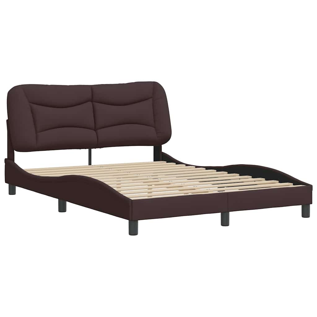 Cadre de lit sans matelas Hvar marron foncé 140x200 cm tissu