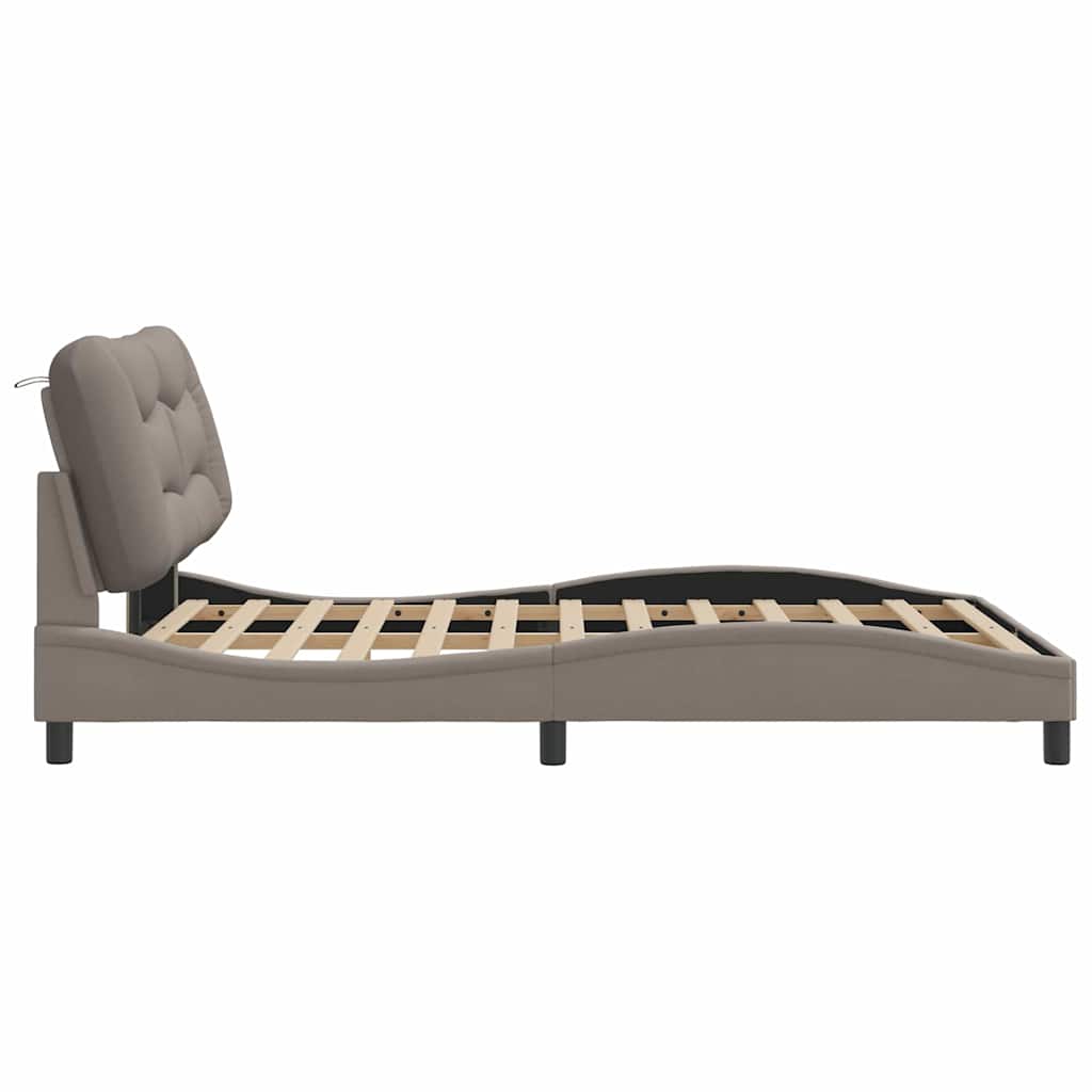 Cadre de lit sans matelas Hvar taupe 140x200 cm tissu