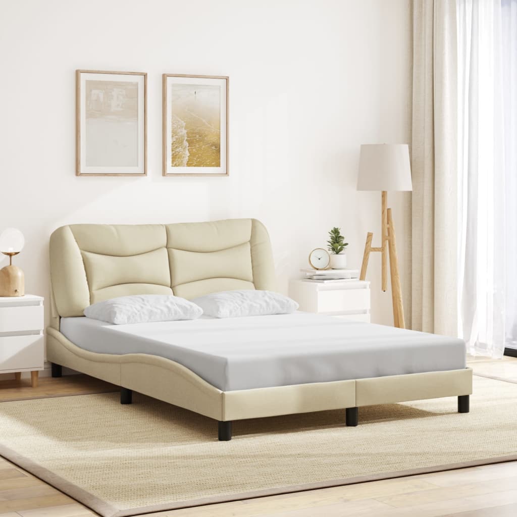 Cadre de lit sans matelas crème 140x200 cm tissu - XIOS