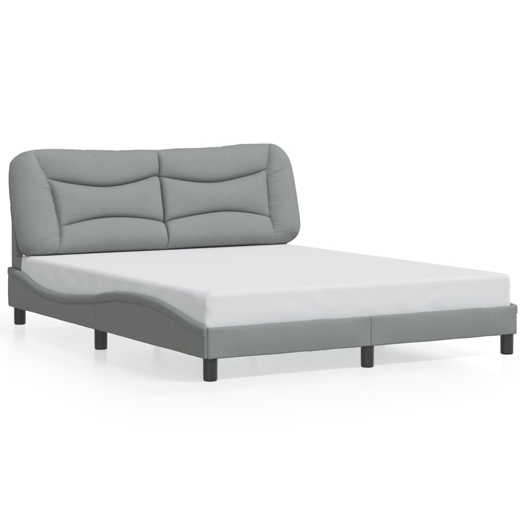 Cadre de lit sans matelas gris clair 160x200 cm tissu - XIOS