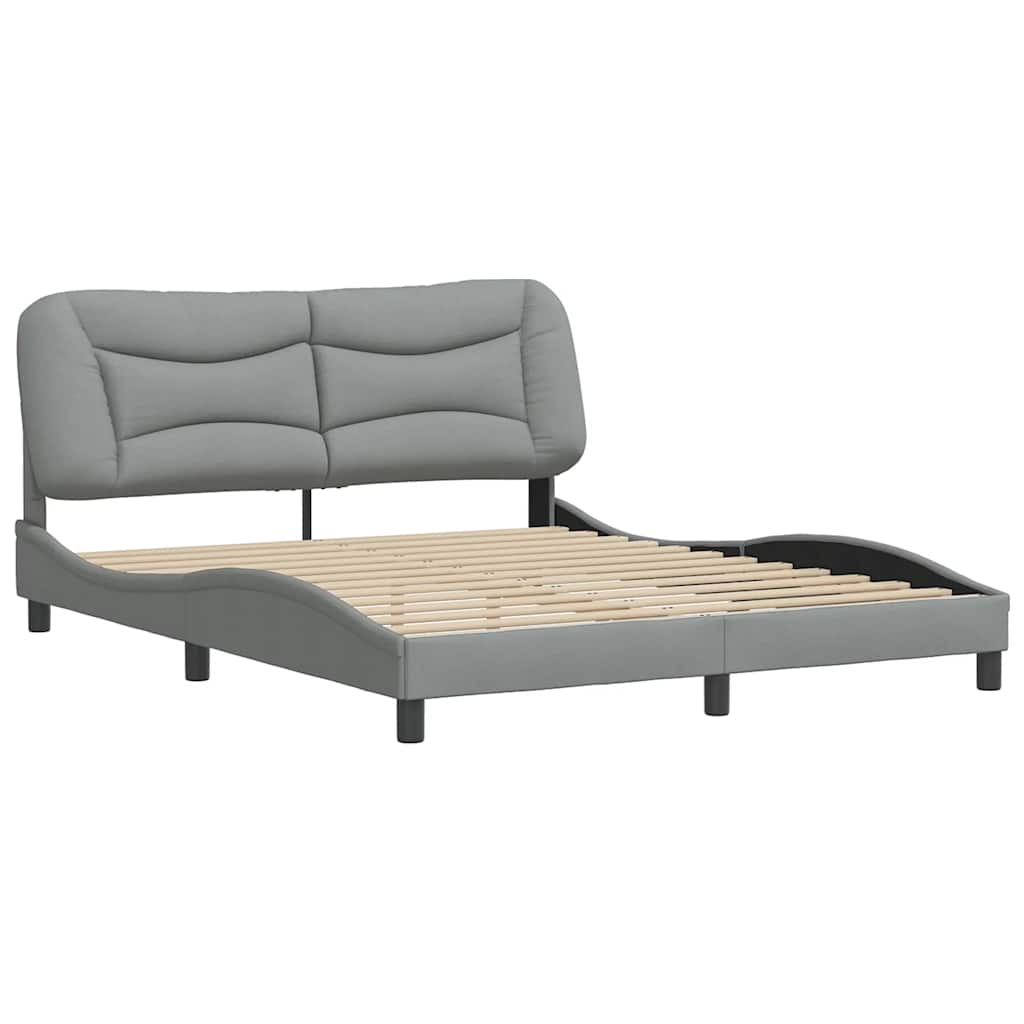 Cadre de lit sans matelas Hvar gris clair 160x200 cm tissu