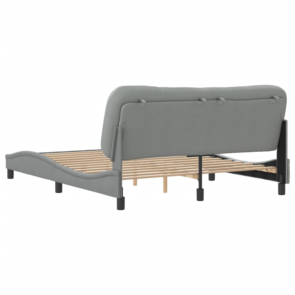 Cadre de lit sans matelas gris clair 160x200 cm tissu - XIOS