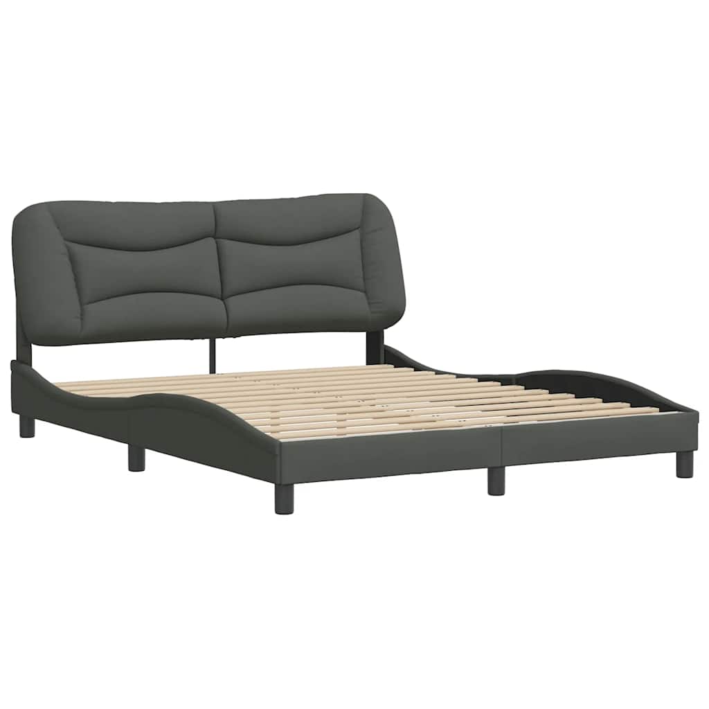 Cadre de lit sans matelas Hvar gris foncé 160x200 cm tissu