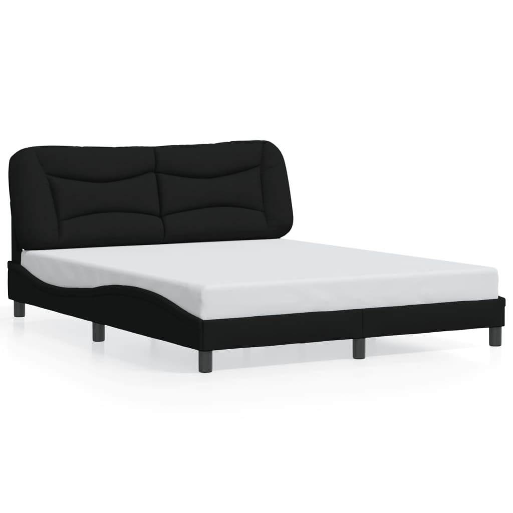 Cadre de lit sans matelas noir 160x200 cm tissu - XIOS