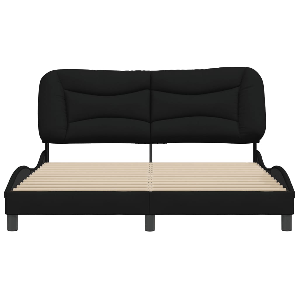 Cadre de lit sans matelas noir 160x200 cm tissu - XIOS