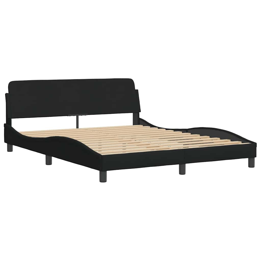 Cadre de lit sans matelas Hvar noir 160x200 cm tissu