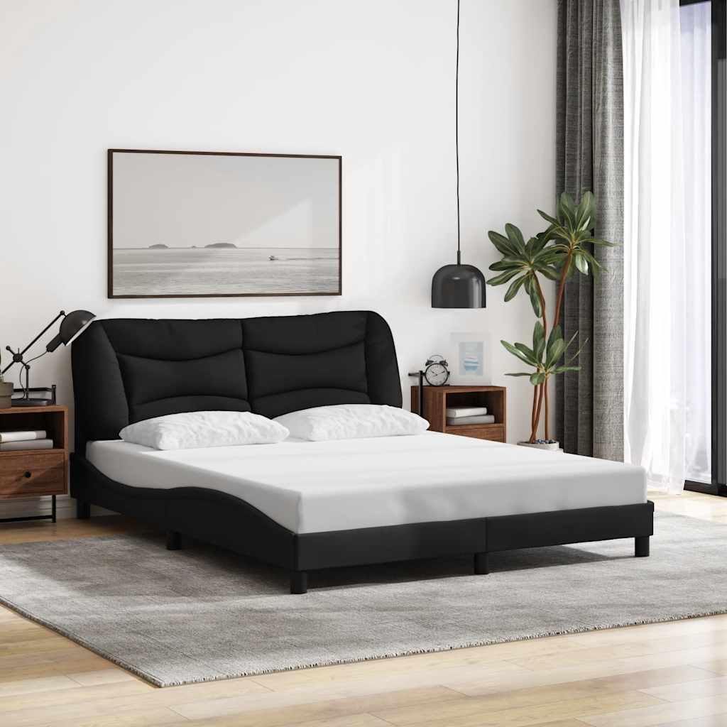 Cadre de lit sans matelas Hvar noir 160x200 cm tissu