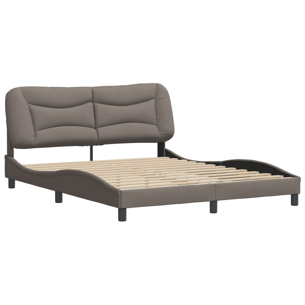 Cadre de lit sans matelas taupe 160x200 cm tissu - XIOS