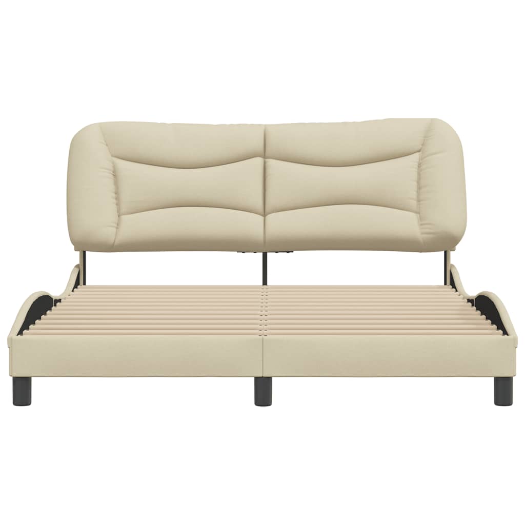 Cadre de lit sans matelas crème 160x200 cm tissu - XIOS
