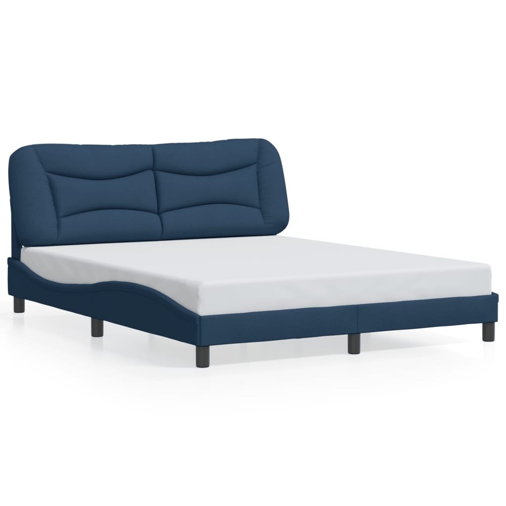 Cadre de lit sans matelas bleu 160x200 cm tissu - XIOS