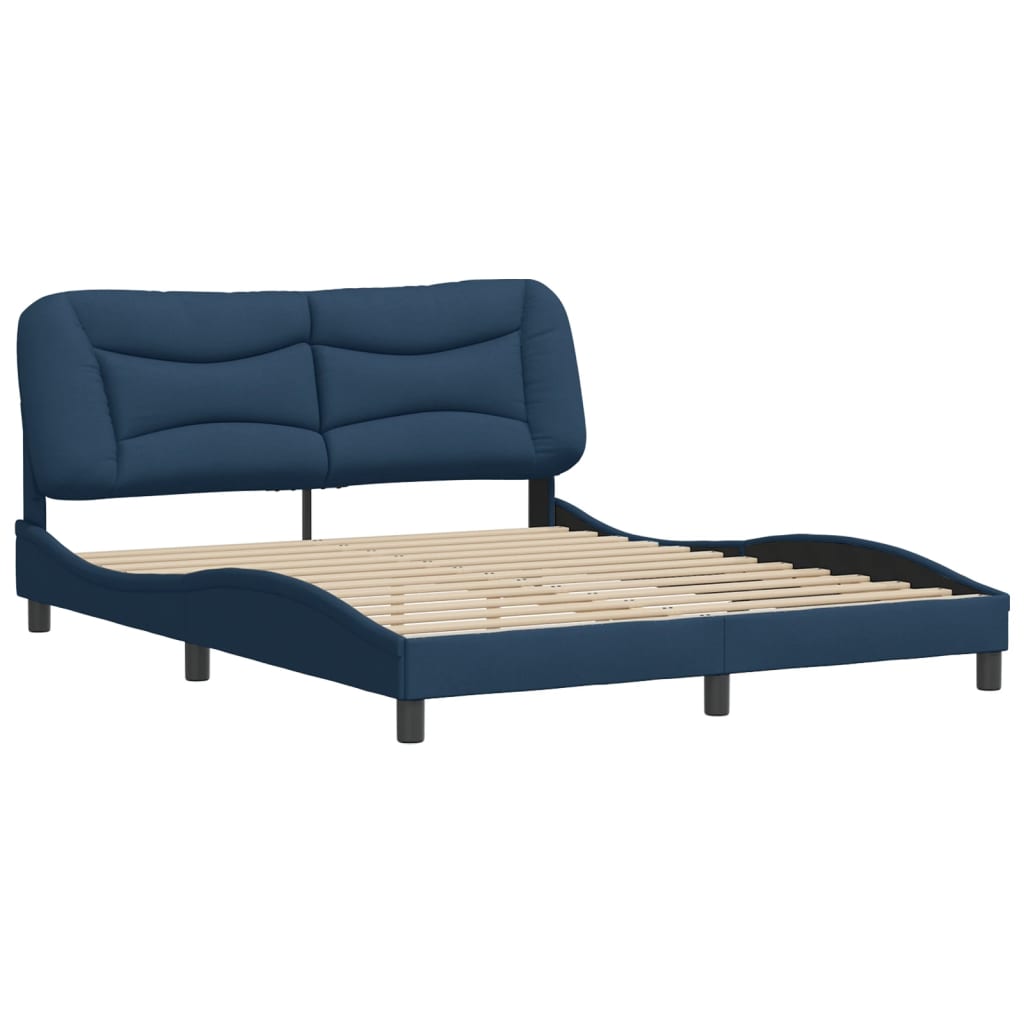 Cadre de lit sans matelas bleu 160x200 cm tissu - XIOS