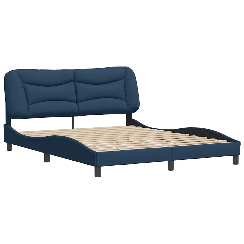 Cadre de lit sans matelas Hvar bleu 160x200 cm tissu