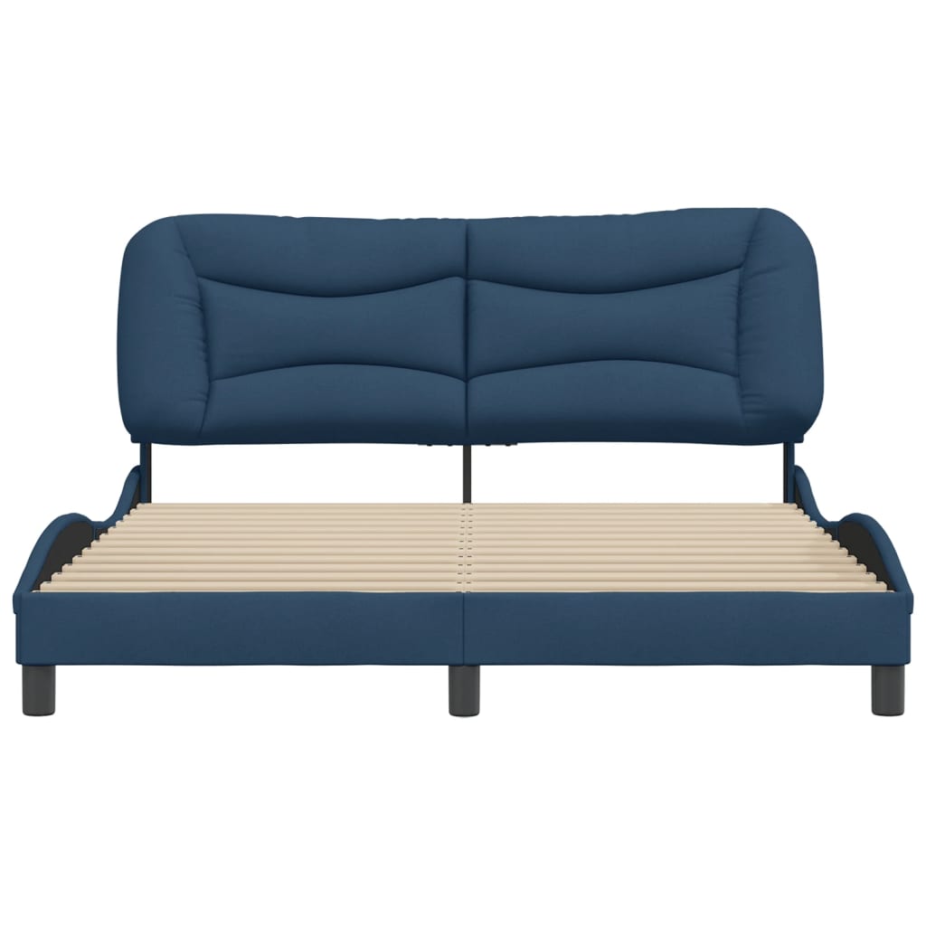 Cadre de lit sans matelas bleu 160x200 cm tissu - XIOS