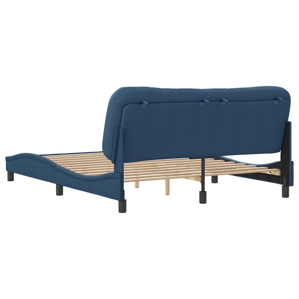 Cadre de lit sans matelas bleu 160x200 cm tissu - XIOS