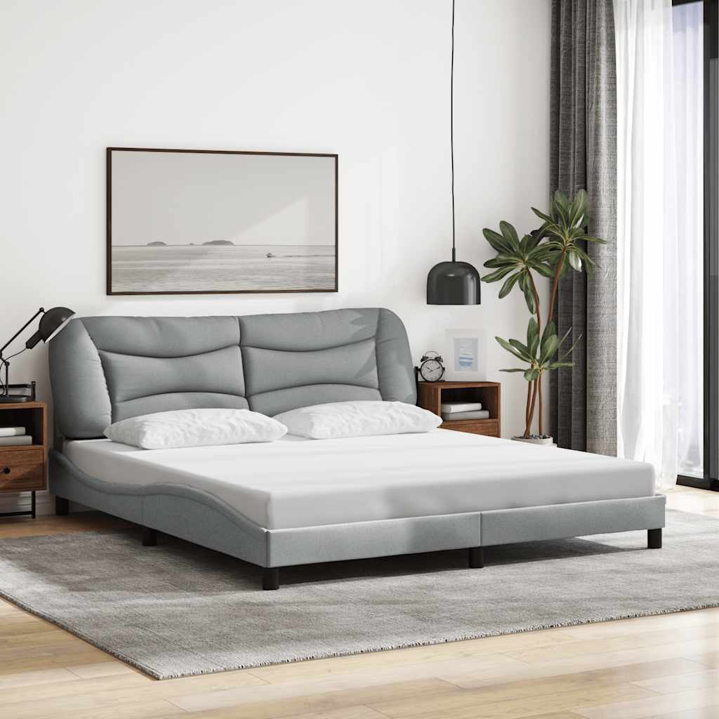 Cadre de lit sans matelas Hvar gris clair 180x200 cm tissu
