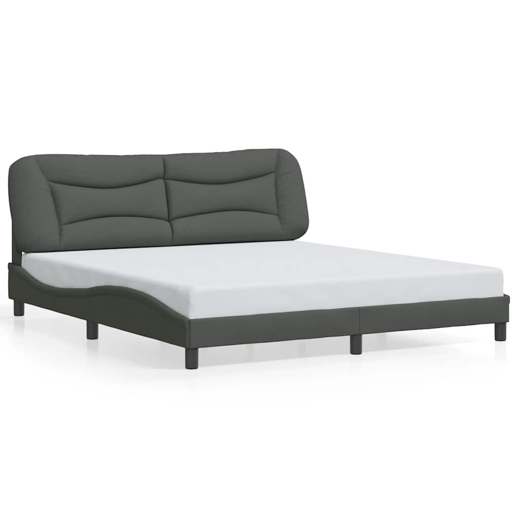 Cadre de lit sans matelas Hvar gris foncé 180x200 cm tissu
