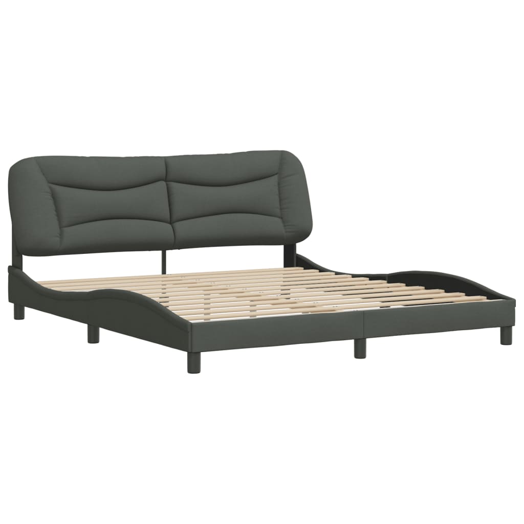 Cadre de lit sans matelas gris foncé 180x200 cm tissu - XIOS