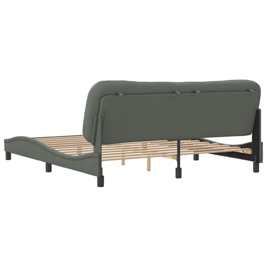 Cadre de lit sans matelas gris foncé 180x200 cm tissu - XIOS