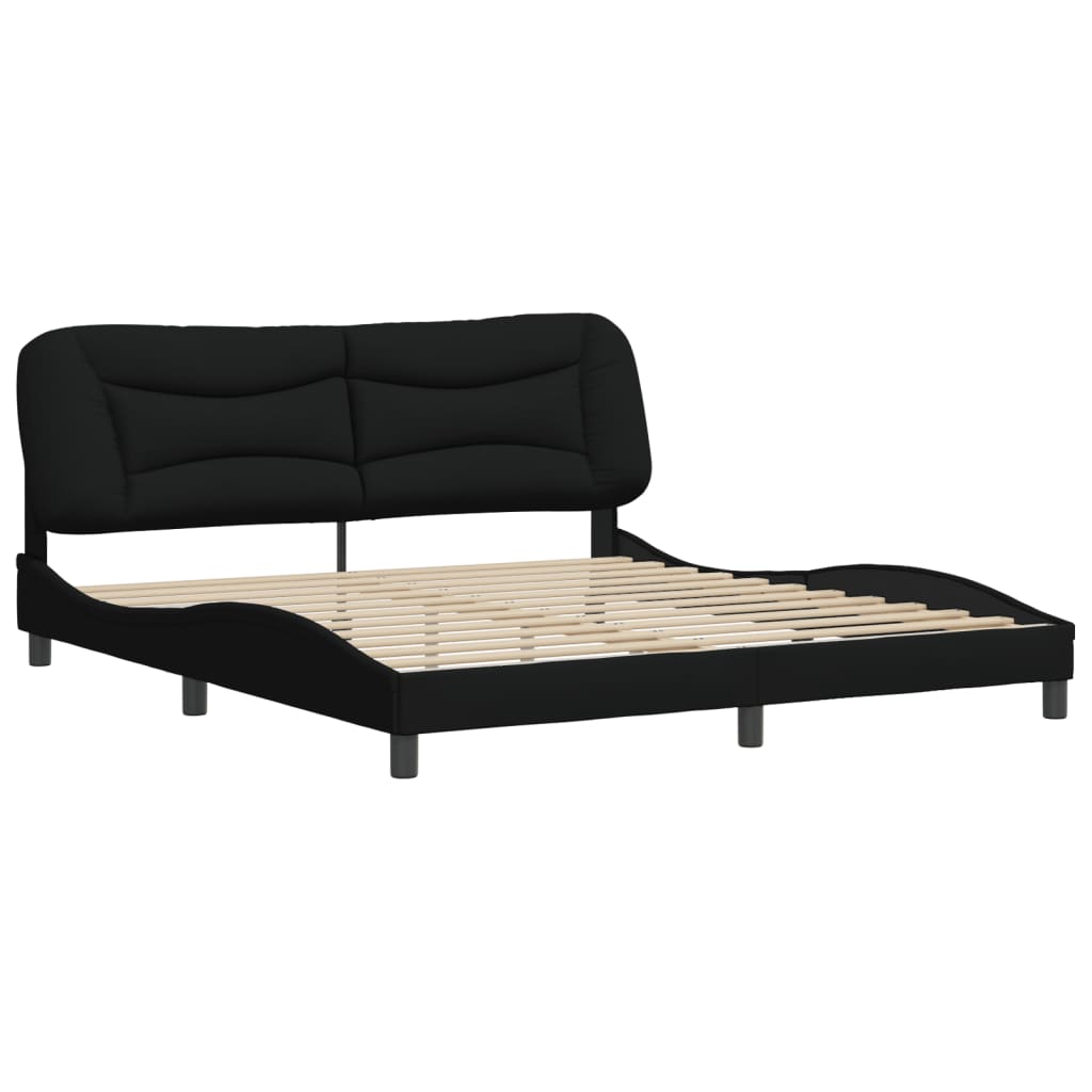 Cadre de lit sans matelas noir 180x200 cm tissu - XIOS