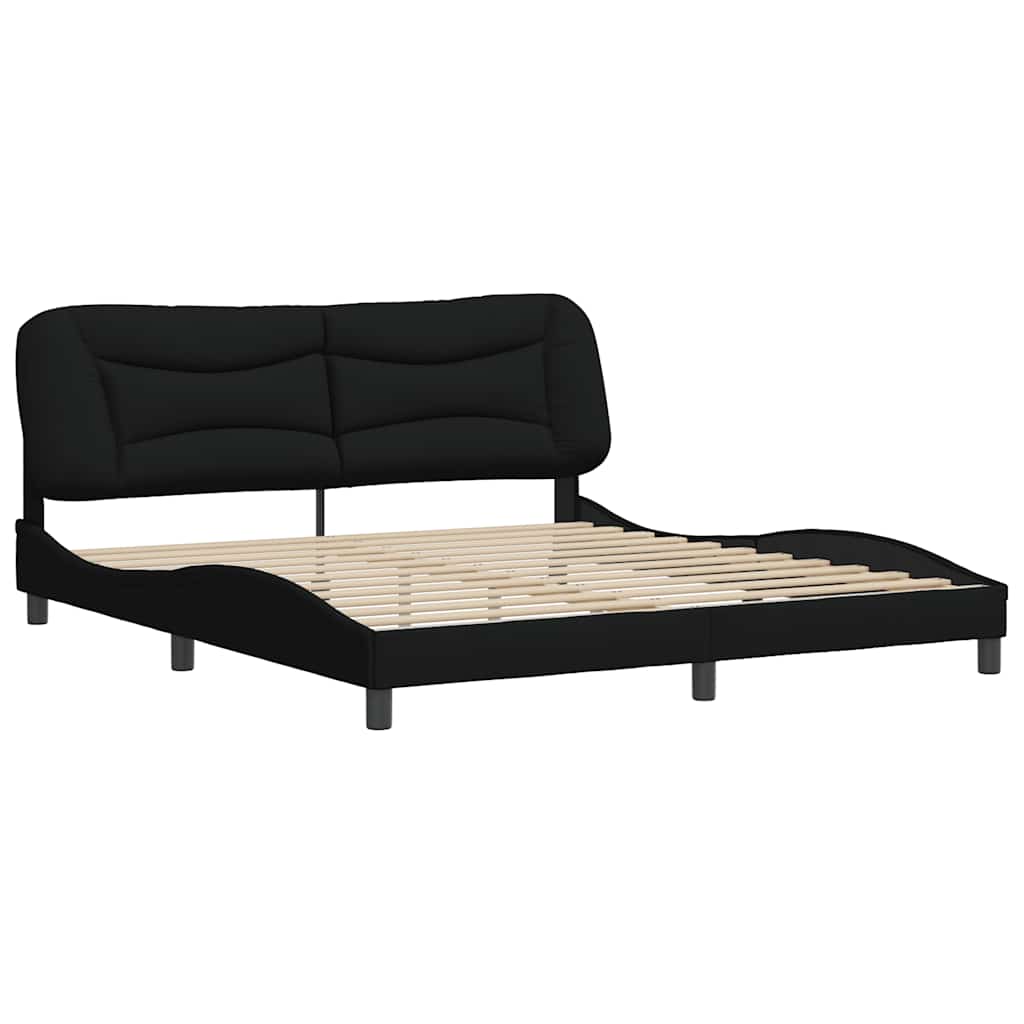 Cadre de lit sans matelas Hvar noir 180x200 cm tissu