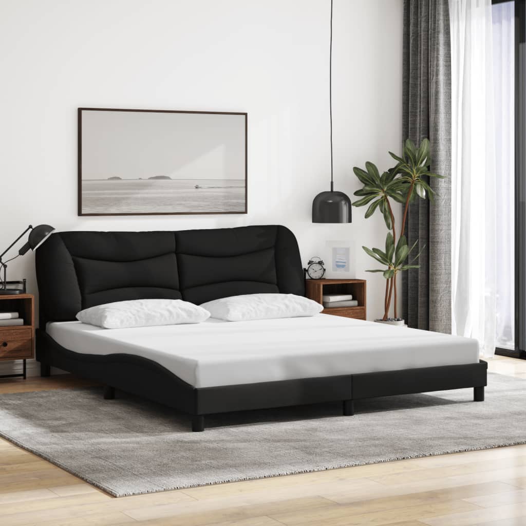 Cadre de lit sans matelas noir 180x200 cm tissu - XIOS
