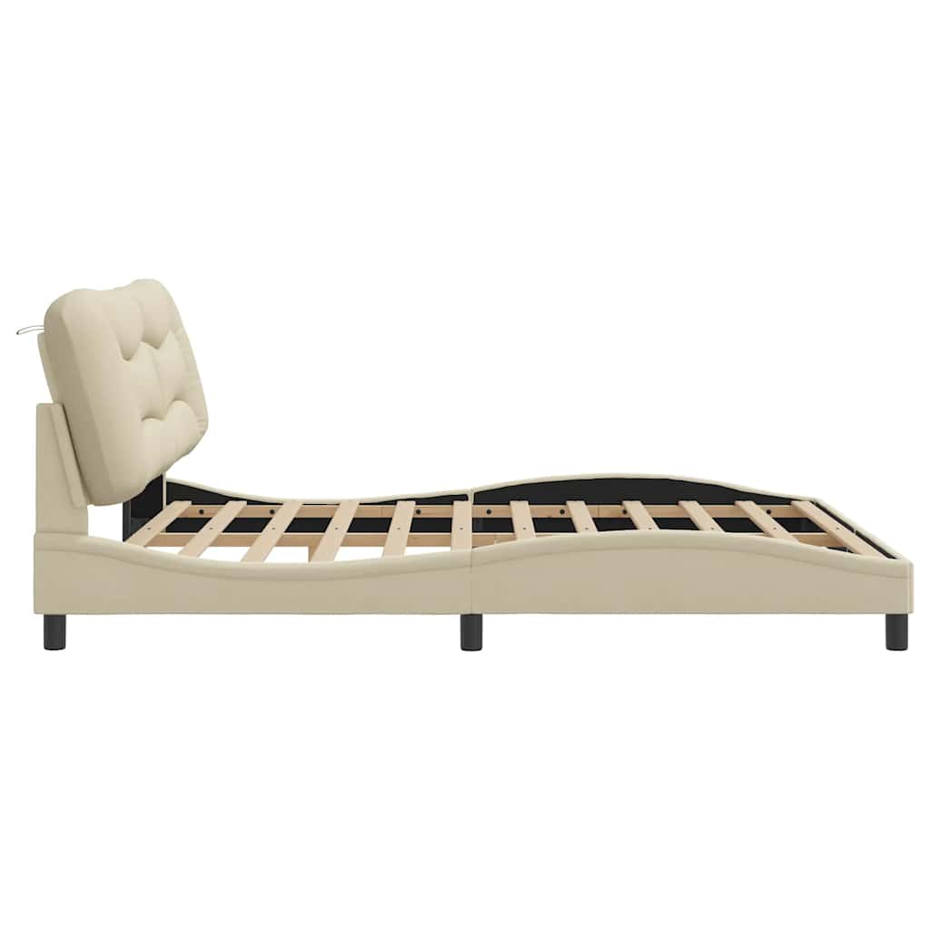 Cadre de lit sans matelas Hvar crème 180x200 cm tissu - XIOS