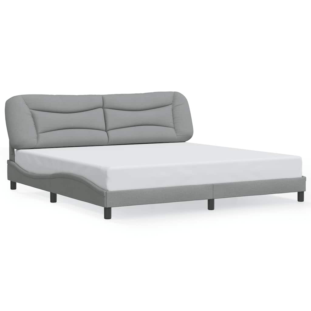 Cadre de lit sans matelas Hvar gris clair 200x200 cm tissu - XIOS