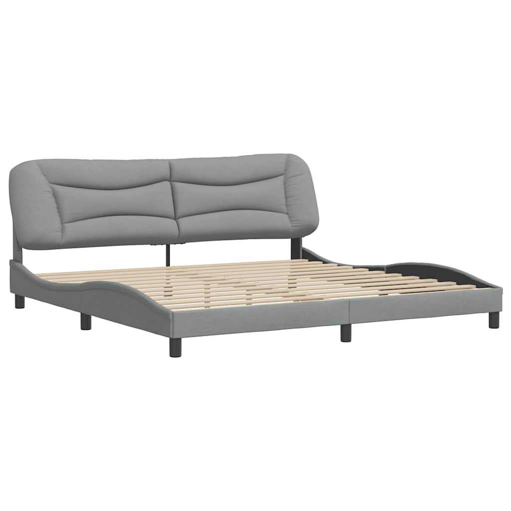 Cadre de lit sans matelas Hvar gris clair 200x200 cm tissu - XIOS