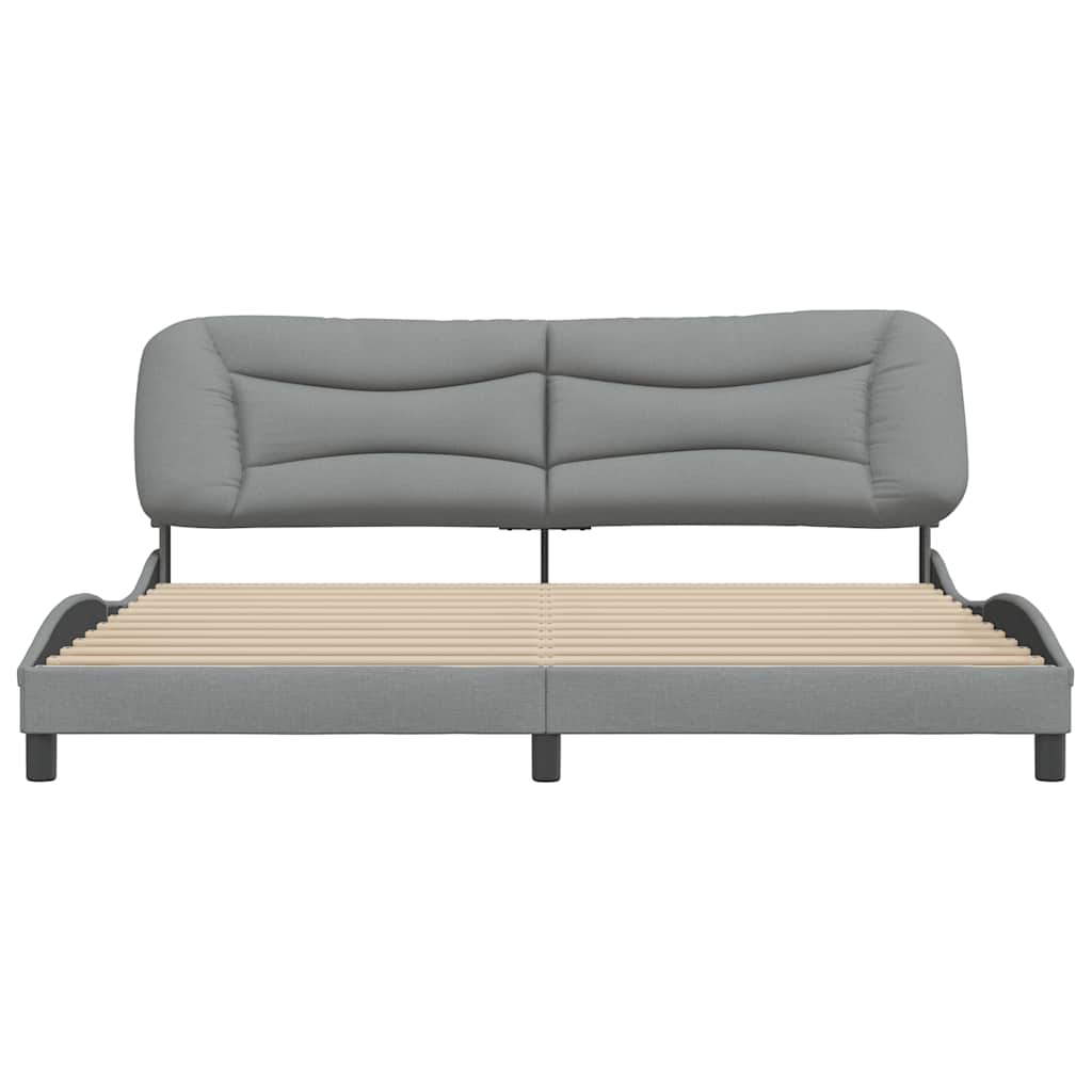 Cadre de lit sans matelas Hvar gris clair 200x200 cm tissu - XIOS