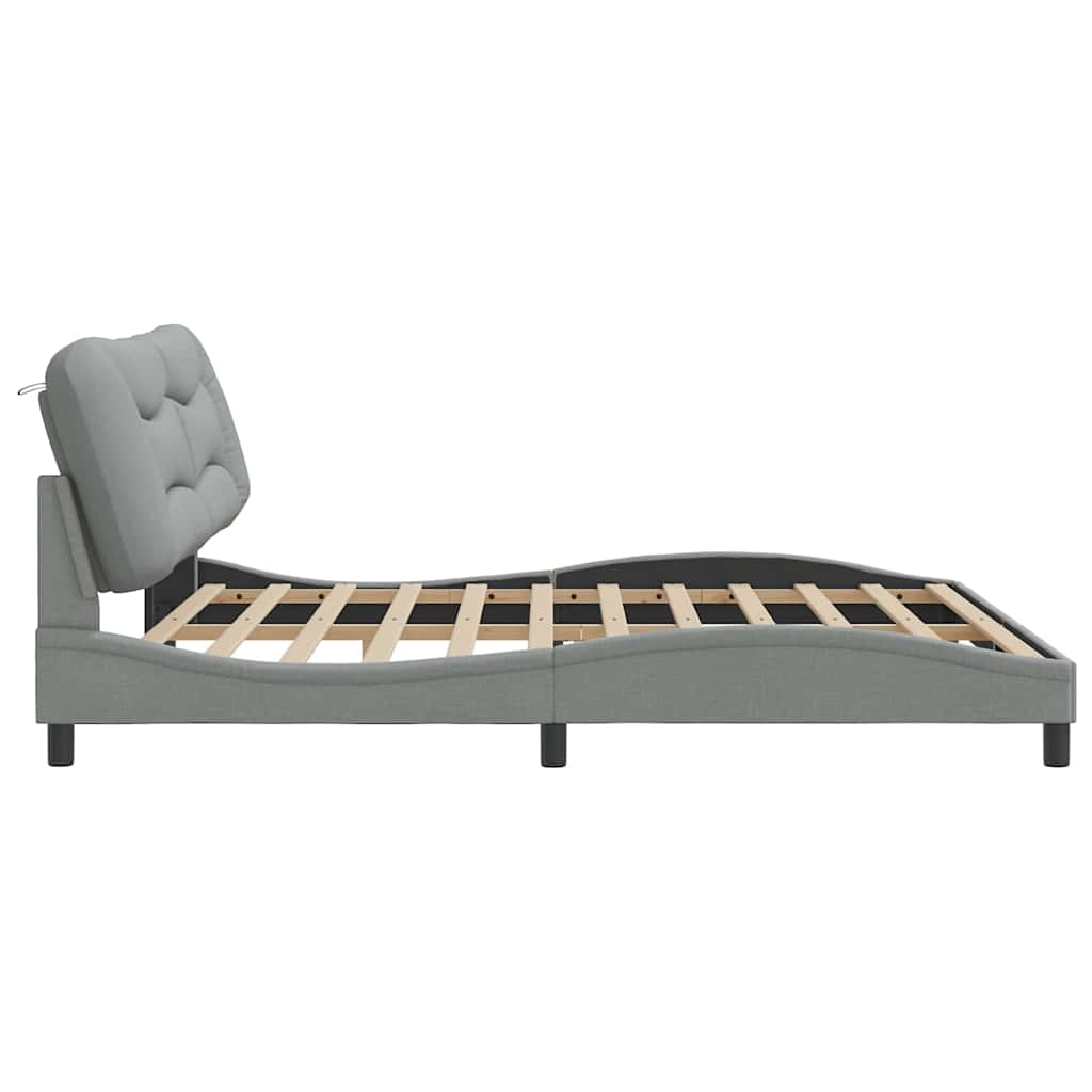 Cadre de lit sans matelas Hvar gris clair 200x200 cm tissu - XIOS