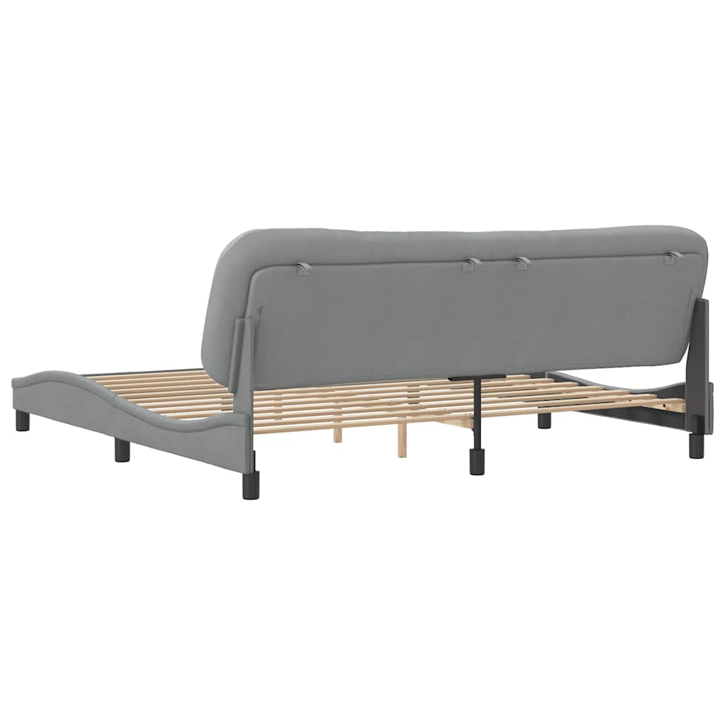 Cadre de lit sans matelas Hvar gris clair 200x200 cm tissu - XIOS
