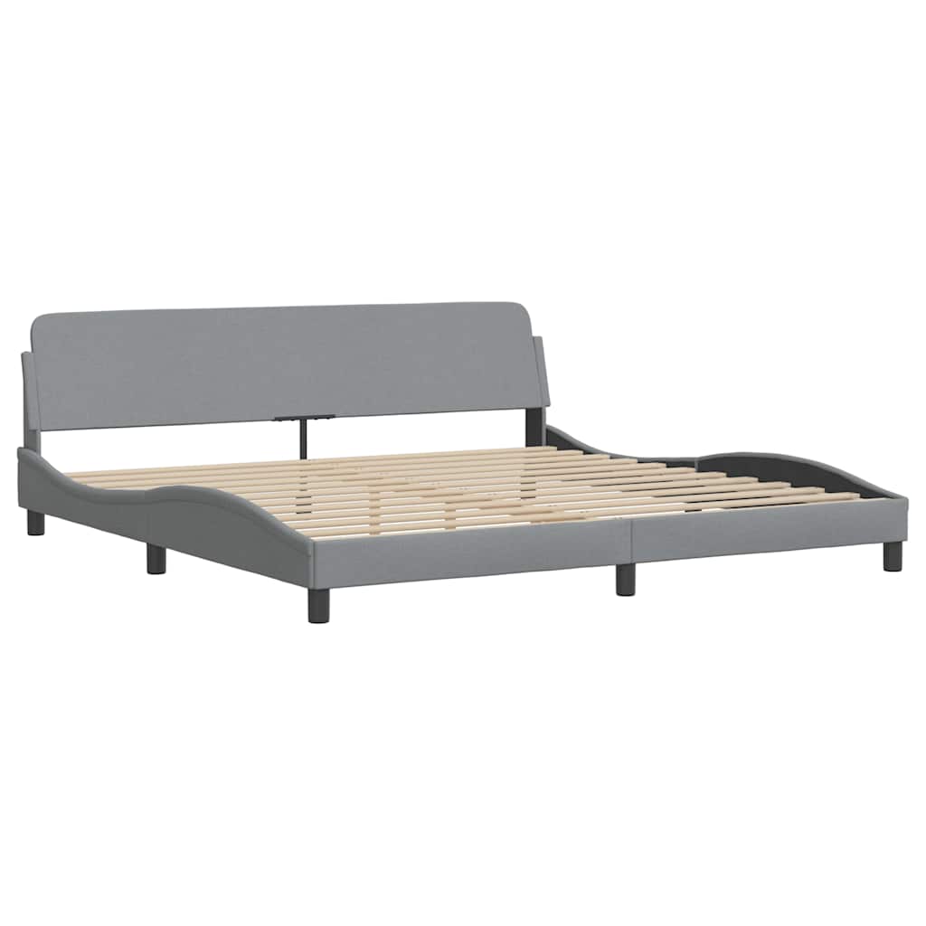 Cadre de lit sans matelas Hvar gris clair 200x200 cm tissu - XIOS