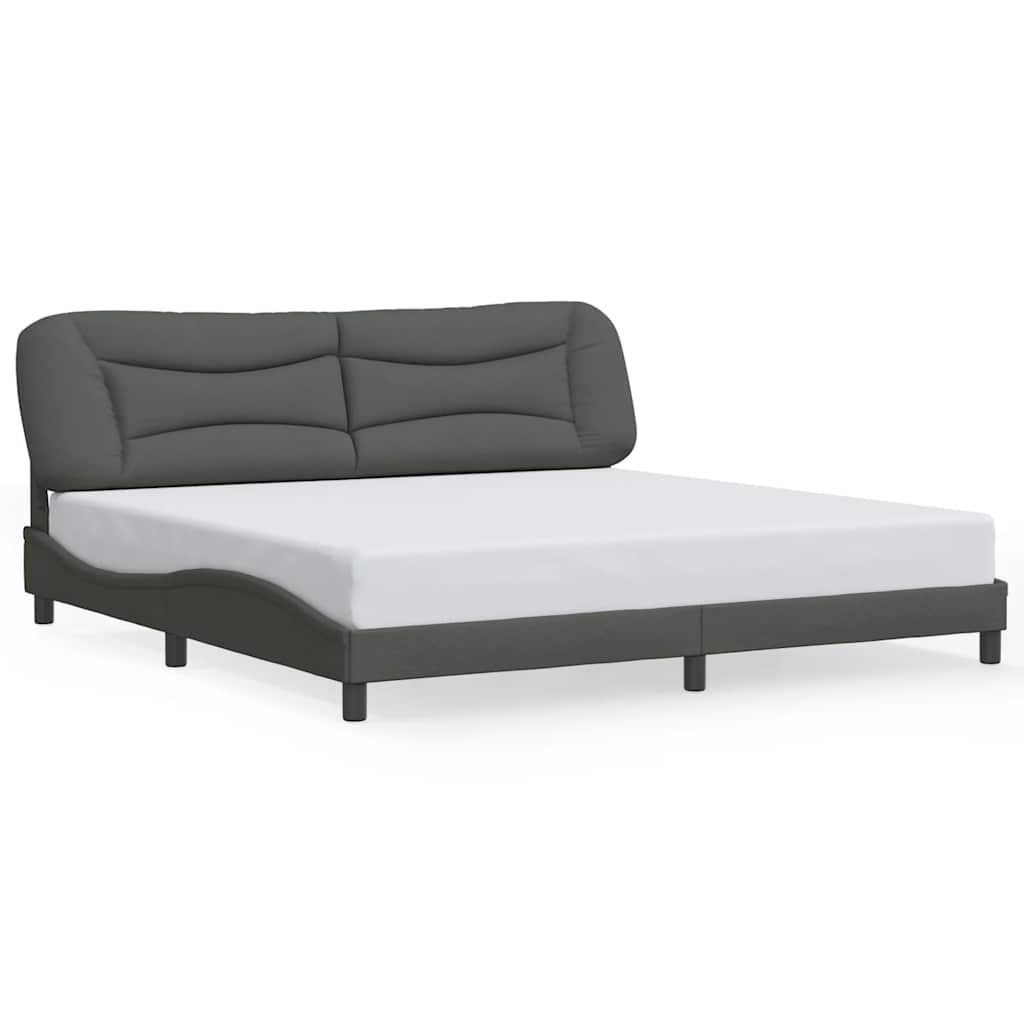 Cadre de lit sans matelas Hvar gris foncé 200x200 cm tissu - XIOS