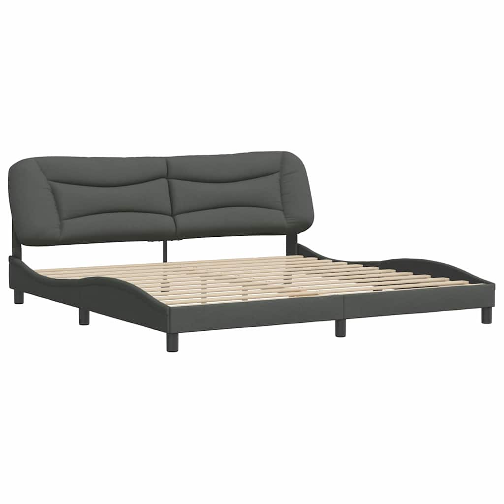 Cadre de lit sans matelas Hvar gris foncé 200x200 cm tissu - XIOS