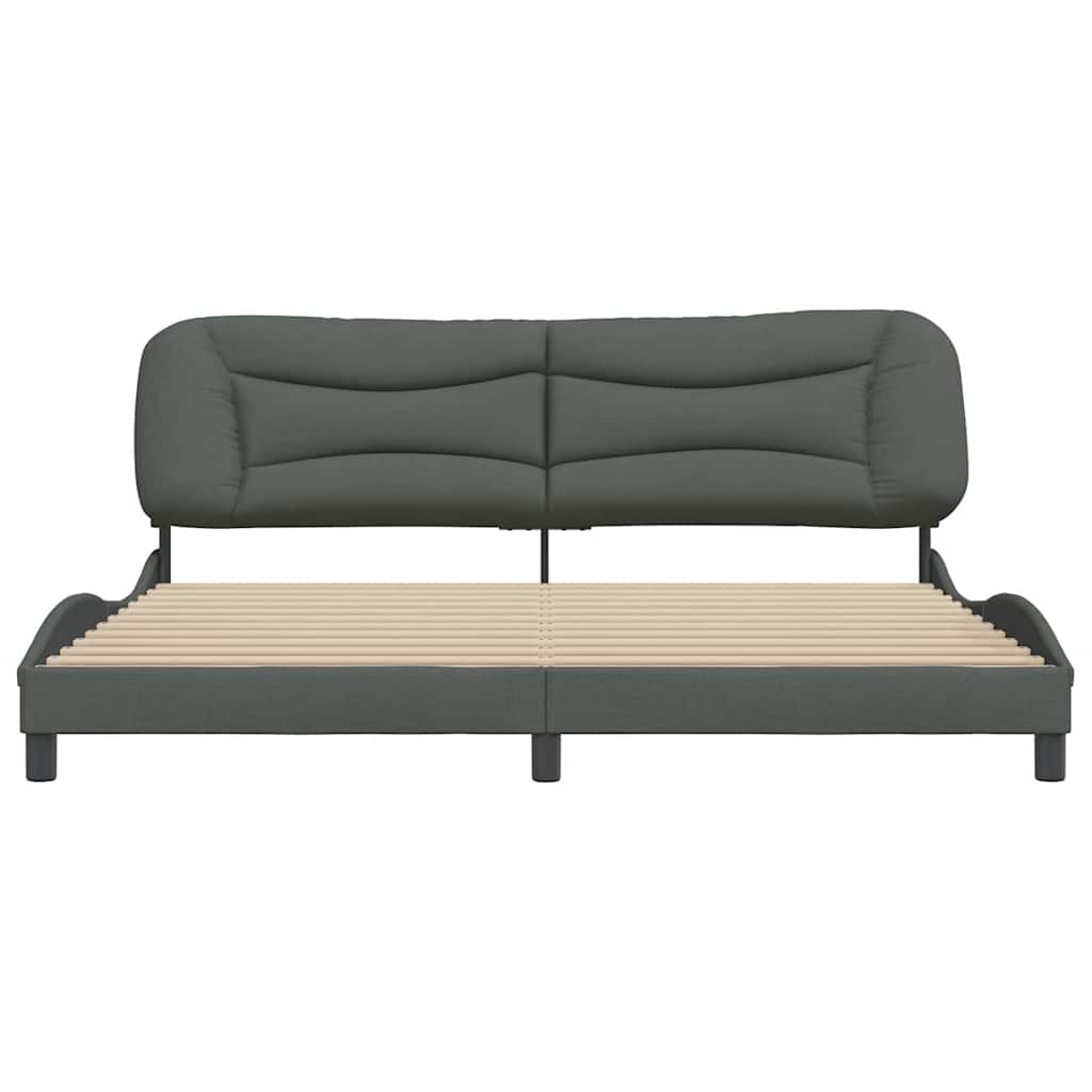 Cadre de lit sans matelas Hvar gris foncé 200x200 cm tissu - XIOS