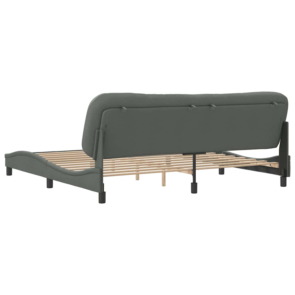 Cadre de lit sans matelas Hvar gris foncé 200x200 cm tissu - XIOS