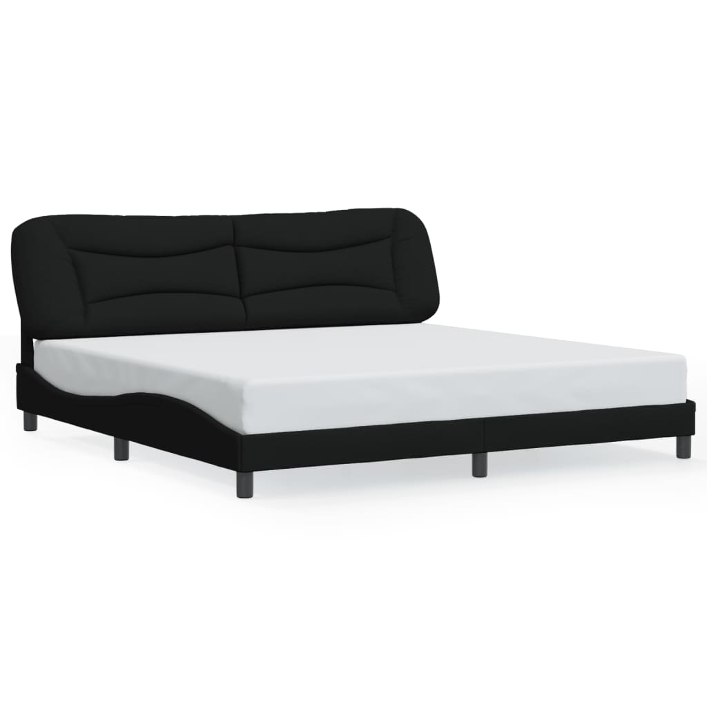 Cadre de lit sans matelas noir 200x200 cm tissu - XIOS
