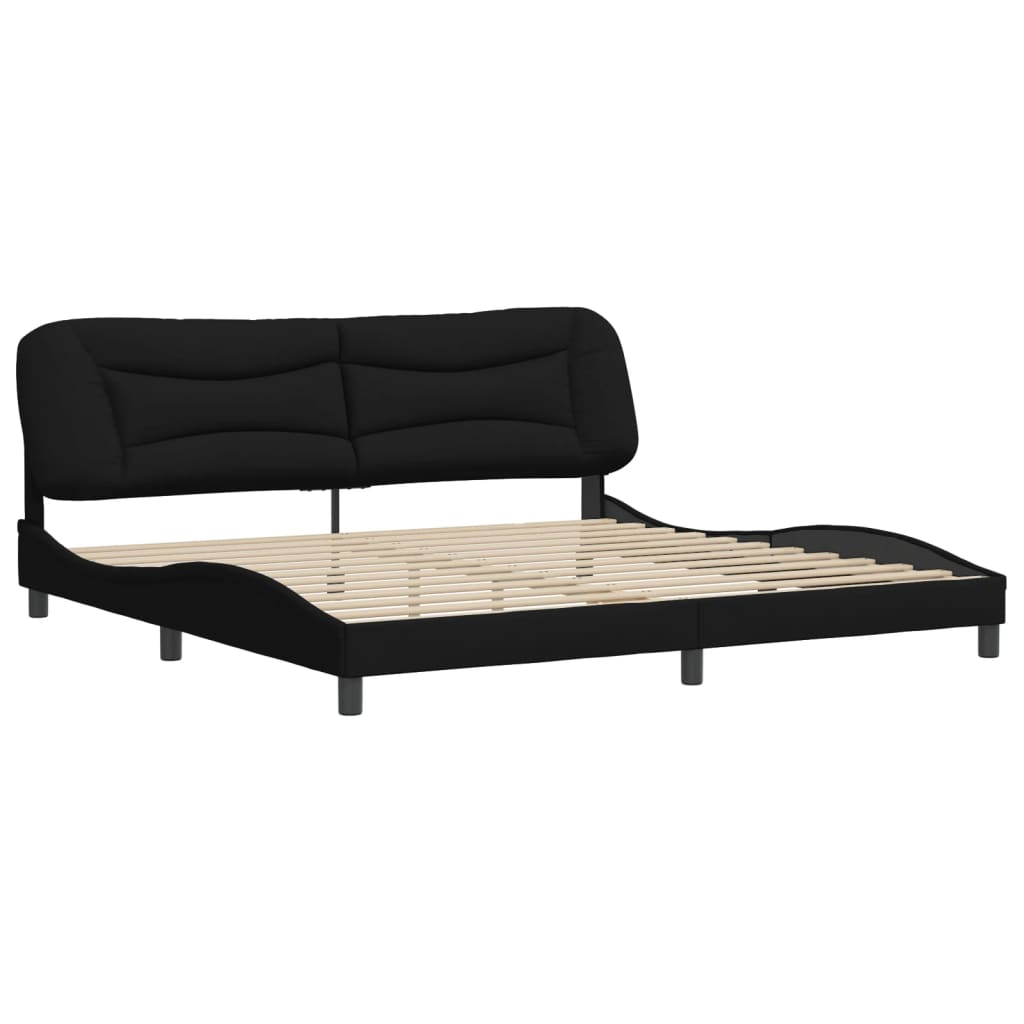 Cadre de lit sans matelas noir 200x200 cm tissu - XIOS