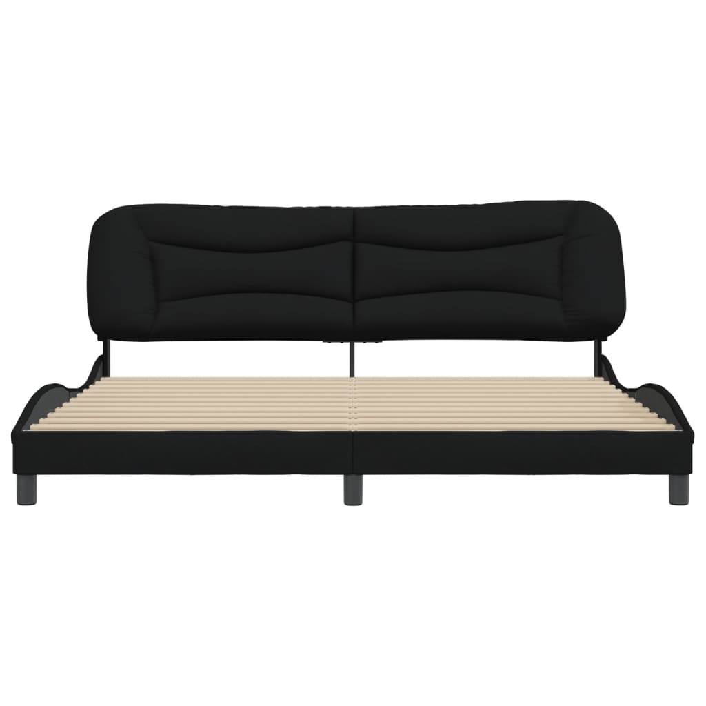 Cadre de lit sans matelas noir 200x200 cm tissu - XIOS