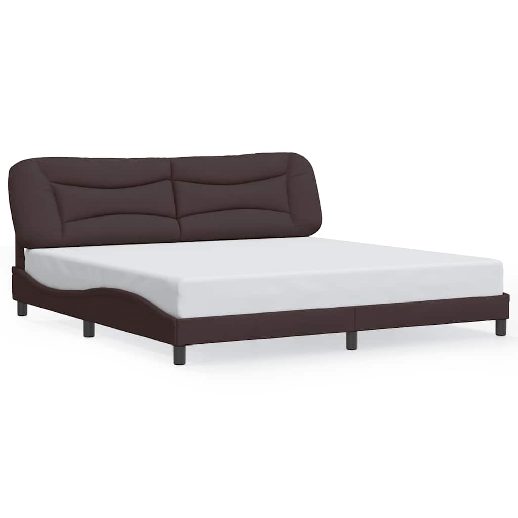 Cadre de lit sans matelas Hvar marron foncé 200x200 cm tissu - XIOS