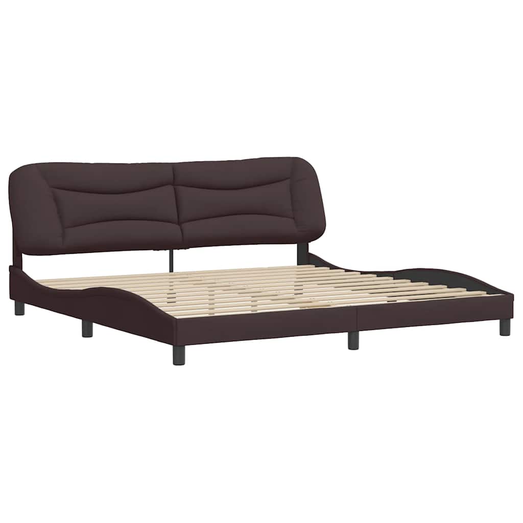 Cadre de lit sans matelas Hvar marron foncé 200x200 cm tissu - XIOS